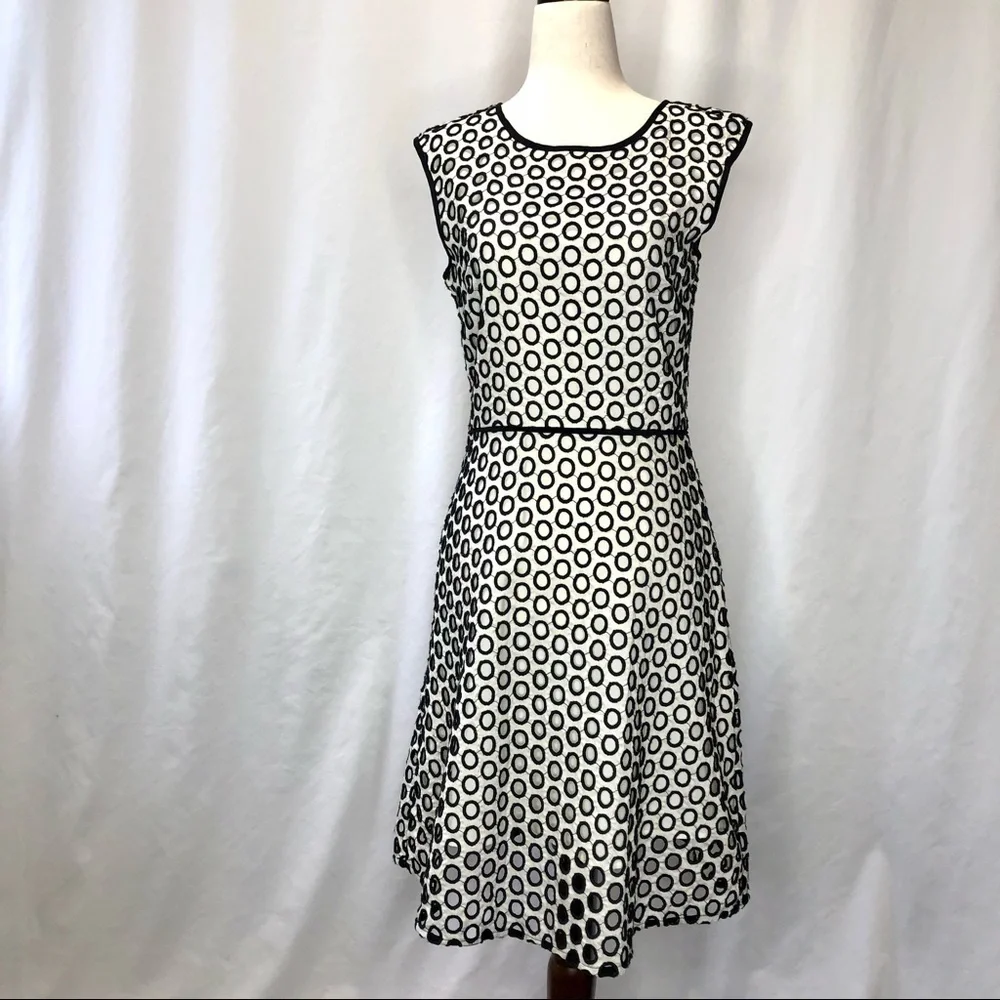 J. Crew punched out eyelet sleeveless dress black white 0